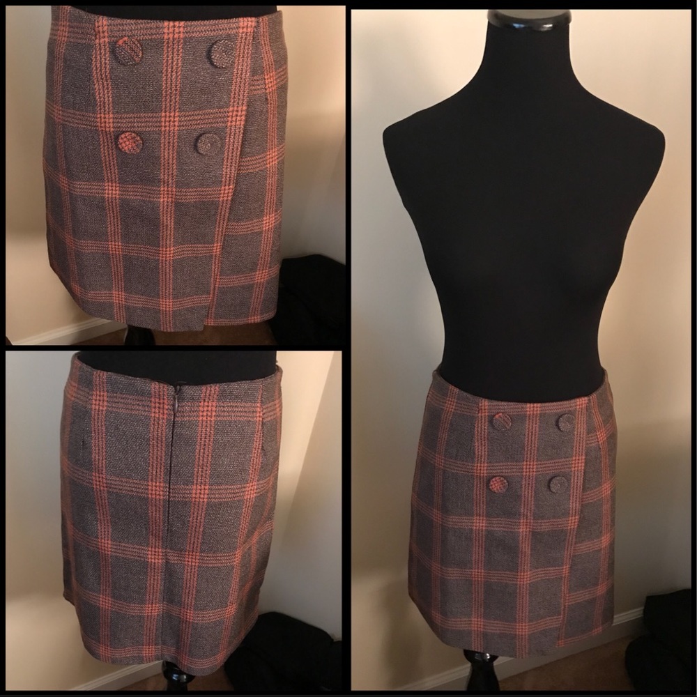 Wool A-lined Plaid Checked Mini Skirt